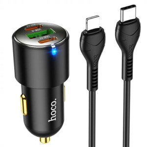 Автомобільний зарядний пристрій HOCO NZ6 PD45W 3-port(2C1A) car charger set(Type-C to iP) Black Код: 405442-14