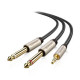 Аудіо кабель UGREEN AV126 3.5mm TRS to Dual 6.35mm TS Audio Cable 2m (Gray)(UGR-10615) Код: 454272-14