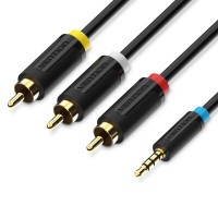 Кабель Vention 3.5mm Male to 3RCA Male AV Cable 1.5M Black (BCBBG)