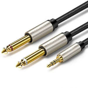 Аудіо кабель UGREEN AV126 3.5mm TRS to Dual 6.35mm TS Audio Cable 2m (Gray)(UGR-10615) Код: 454272-14