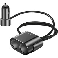 Автомобільний зарядний пристрій Baseus High Efficiency One to Two Cigarette Lighter Black Код: 404932-14