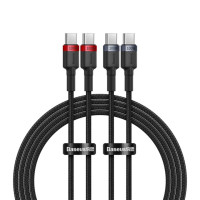 Кабель Baseus Cafule Charging Cable USB-C to USB-C 100W 1m 2pcs Red Black+Grey Black Код: 442793-14