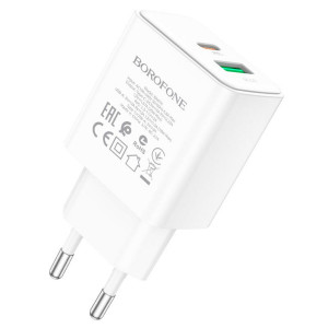 Мережевий зарядний пристрій BOROFONE BA67A PD20W+QC3.0 charger White Код товара: 421253-14