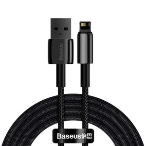 Кабель Baseus Tungsten Gold Fast Charging Data Cable USB to iP 2.4A 2m Черное Код: 457063-14