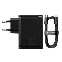 МЗП Baseus GaN5 Pro Fast Charger C+U 100W (Cable Type-C to Type-C 100W(20V/5A) 1m) Black Код: 405173-14