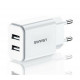 Мережевий зарядний пристрій Usams US-CC090 T24 2.1A Dual USB Travel Charger (EU) White Код: 405053-14