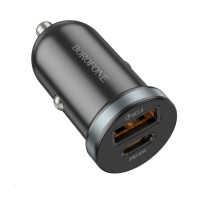 Автомобільний зарядний пристрій BOROFONE BZ22 Scenery dual port PD30W+QC3.0 car charger Black Код: 452263-14