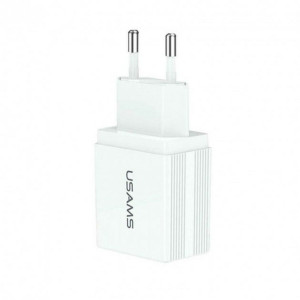 Мережевий зарядний пристрій Usams US-CC090 T24 2.1A Dual USB Travel Charger (EU) White Код: 405053-14