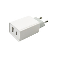 Мережевий зарядний пристрій Mibrand MI-206C Travel Charger USB-A + USB-C White Код: 405273-14
