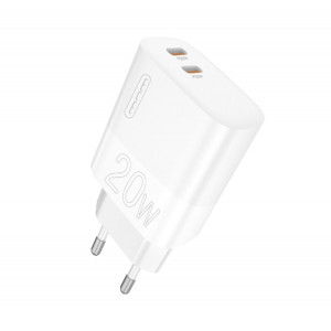 Зарядний пристрій WUW-C193 PD20W Charger USB C + USB C white Код: 441903-14