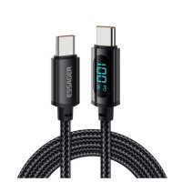 Кабель Essager Enjoy LED Digital Display USB Charging Cable Type C to Type C 100W 1m black (EXCTT1-XY01-P) Код: 427024-14