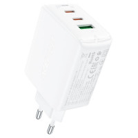 Мережевий зарядний пристрій ACEFAST A41 PD65W GaN (2*USB-C+USB-A) charger White Код товара: 405334-14