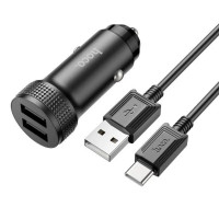 Автомобільний зарядний пристрій HOCO Z49 Level dual port car charger set(Type-C) Black Код: 405544-14