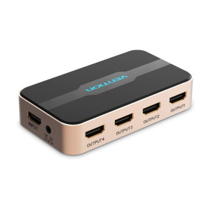 Сплітер Vention 1 In 4 Out HDMI Splitter 4K@30Hz Gold Aluminum Alloy Type EU Standard (ACCG0-EU)