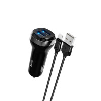 Автомобільний зарядний пристрій HOCO Z40 Superior dual port car charger set(iP) Black Код: 405394-14