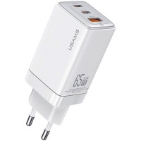 Мережевий зарядний пристрій Usams US-CC180 65W ACC 3 Ports GaN Fast Charger (EU) - Sandru series White Код: 421254-14