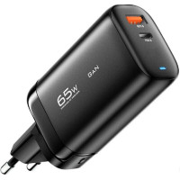 Мережевий зарядний пристрій Essager Shining 65W GaN Travelling Charger Type-c+USB-A EU black (ECTAC-MYB01-Z) Код: 407265-14