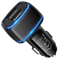 Автомобільний зарядний пристрій BOROFONE BZ14 Max dual port ambient light car charger Black Код: 405075-14