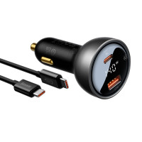 Автомобільний зарядний пристрій Baseus Digital Display PD3.1 Dual Fast Charger Car Charger U+C 140Вт Set Obsidian Черный (With Superior Series Fast Char Код: 462575-14