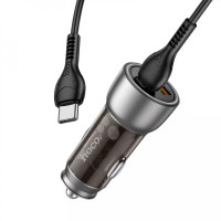 Автомобільний зарядний пристрій HOCO NZ8 Sprinter 43W dual port PD25W+QC3.0 car charger set(Type-C to Type-C) Brown Код: 405445-14