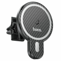 Тримач для мобiльного з БЗП HOCO CA85 Ultra-fast magnetic wireless charging car holder Black