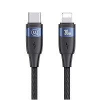 Кабель Usams US-SJ634 U85 Type-C To Lightning PD 30W Aluminum Alloy Fast Charging & Data Cable 1.2m black Код: 437395-14