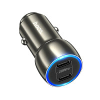 Автомобільний зарядний пристрій HOCO Z48 Tough 40W dual port(2C) car charger Metal Gray Код: 405525-14