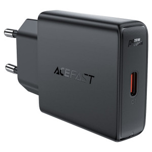 Мережевий зарядний пристрій ACEFAST A65 PD20W GaN single USB-C ultra-thin charger Black Код: 420335-14
