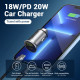 Автомобільний зарядний пристрій Vention Two-Port USB A+C(18/20) Car Charger Gray Mini Style Aluminium Alloy Type (FFBH0) Код: 411865-14