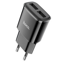 Мережевий зарядний пристрій HOCO C88A Star round dual port charger Black Код: 405205-14