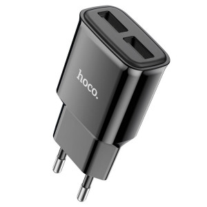 Мережевий зарядний пристрій HOCO C88A Star round dual port charger Black Код товара: 405205-14