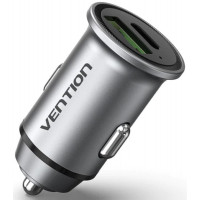 Автомобільний зарядний пристрій Vention Two-Port USB A+C(18/20) Car Charger Gray Mini Style Aluminium Alloy Type (FFBH0)