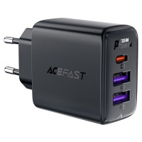 Мережевий зарядний пристрій ACEFAST A57 PD35W GaN (2*USB-A+USB-C) charger Black Код товара: 420336-14