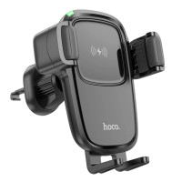 Тримач для мобiльного з БЗП HOCO HW1 Pro wireless fast charge car holder(air outlet) Black