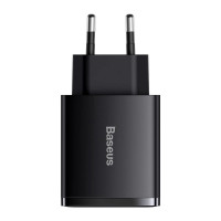 Мережевий зарядний пристрій Baseus Compact Quick Charger 2U+C 30W EU Black Код товара: 410136-14