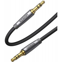 Аудіо кабель UGREEN AV150 3.5mm Cable Male to Male Alu Case Braid 1m (Silver gray)(UGR-50355)