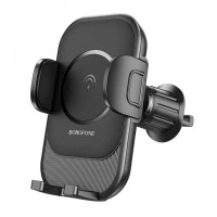 Тримач для мобільного з БЗП BOROFONE BH204 Blue Charm wireless fast charging car holder(air outlet) Black Код: 421326-14