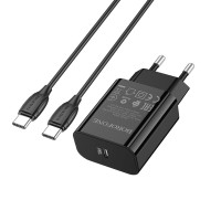 Мережевий зарядний пристрій BOROFONE BA65A Single port PD20W charger set(Type-C to Type-C) Black Код товара: 405486-14