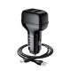 Автомобільний зарядний пристрій HOCO Z36 Leader dual port car charger set(Type-C) Black Код: 405346-14