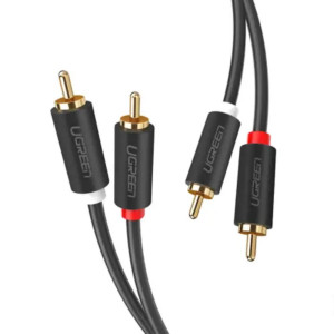 Аудіо кабель UGREEN AV104 2RCA Male to 2RCA Male Cable 2m (Black)(UGR-10518) Код: 454276-14