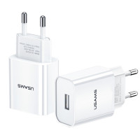 Мережевий зарядний пристрій Usams US-CC075 T18 Single USB Travel Charger (EU) White Код: 452086-14