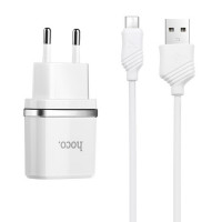 Мережевий зарядний пристрій HOCO C12 Smart dual USB (Micro cable)charger set White Код: 405226-14