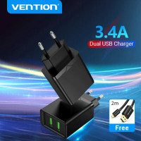 Зарядний пристрій Vention Two-Port USB(A+A) Wall Charger (18W/18W) EU-Plug Black (FBAB0-EU) Код: 411876-14