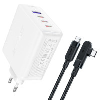 Мережевий зарядний пристрій ACEFAST A37 PD100W GaN (3*CUSB-C+USB-A) charger set White Код: 405397-14