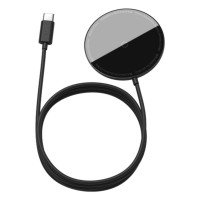 БЗП Baseus Simple Mini Magnetic Wireless Charger For IPwith Type-C Cable Black Код: 409977-14