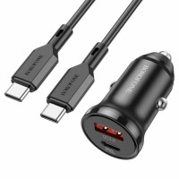 Автомобільний зарядний пристрій BOROFONE BZ18A PD20W+QC3.0 car charger set(Type-C to Type-C) Black Код: 405257-14