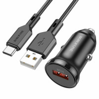 Автомобільний зарядний пристрій BOROFONE BZ18 single port QC3.0 car charger set(Type-C) 18W Black Код: 405247-14