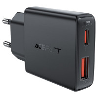 Мережевий зарядний пристрій ACEFAST A69 PD30W GaN (USB-A+USB-C) ultra-thin charger Black Код товара: 420337-14