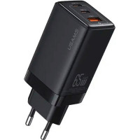 Мережевий зарядний пристрій Usams US-CC180 65W ACC 3 Ports GaN Fast Charger (EU) - Sandru series Black