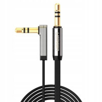 Аудіо кабель UGREEN AV119 3.5mm Male to 3.5mm Male Straight to angle flat Cable 2m (Black)(UGR-10599)